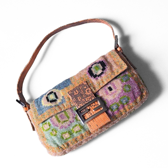 Fendi Handbags - **SOLD**Fendi Baguette Vintage Fully Beaded Geometric Pattern